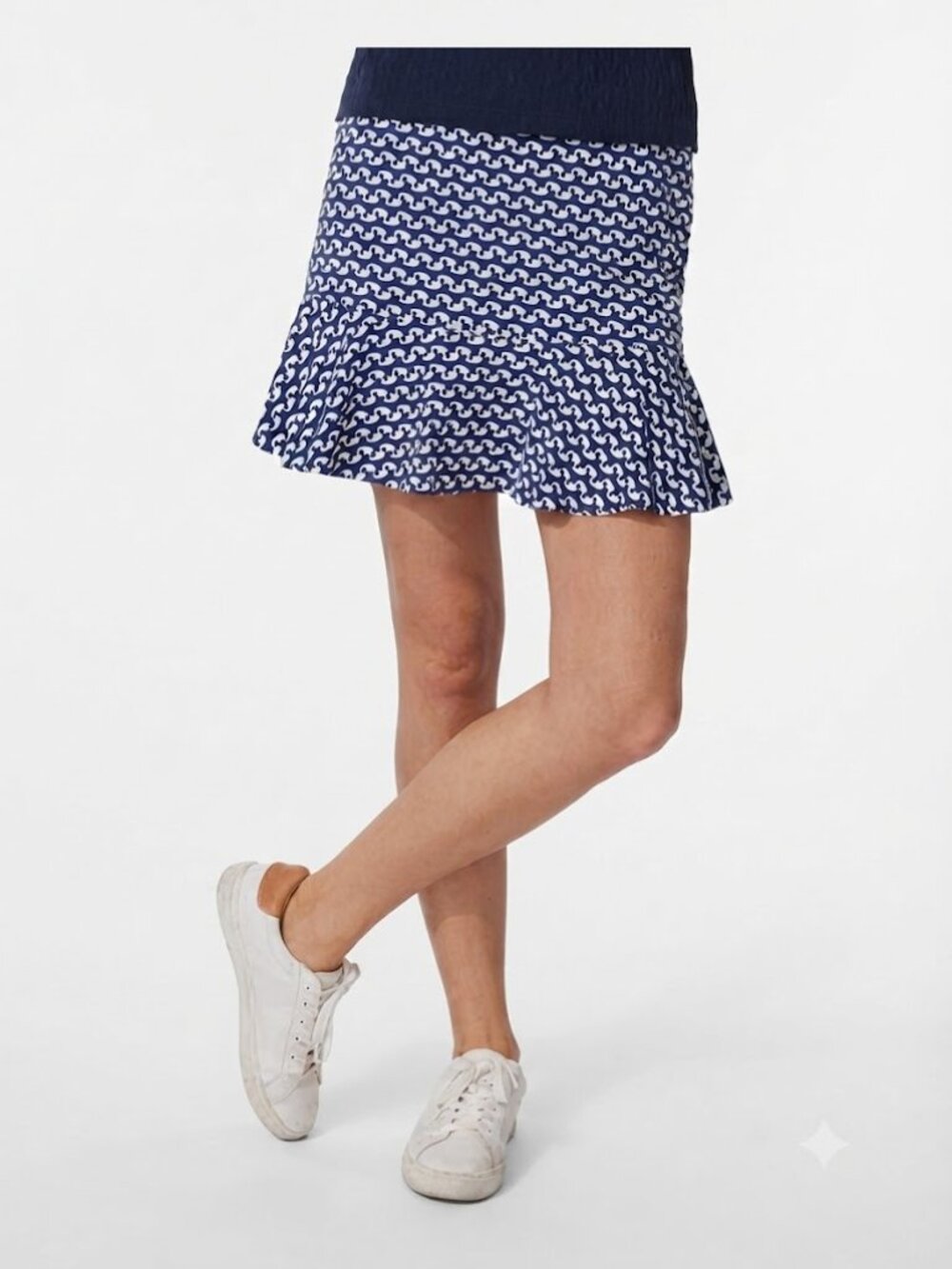 J McLaughlin Susan Sport Skort Blue White Geometric Print Ruffle Hem Small